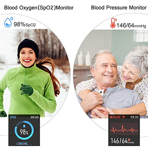 Popglory Smart Watch, Smartwatch with Blood Pressure, Blood Oxygen Monitor, Fitness Tracker with Heart Rate Monitor, Full Touch Fitness Watch for Android & iOS for Men Women (Black) - Image 2
