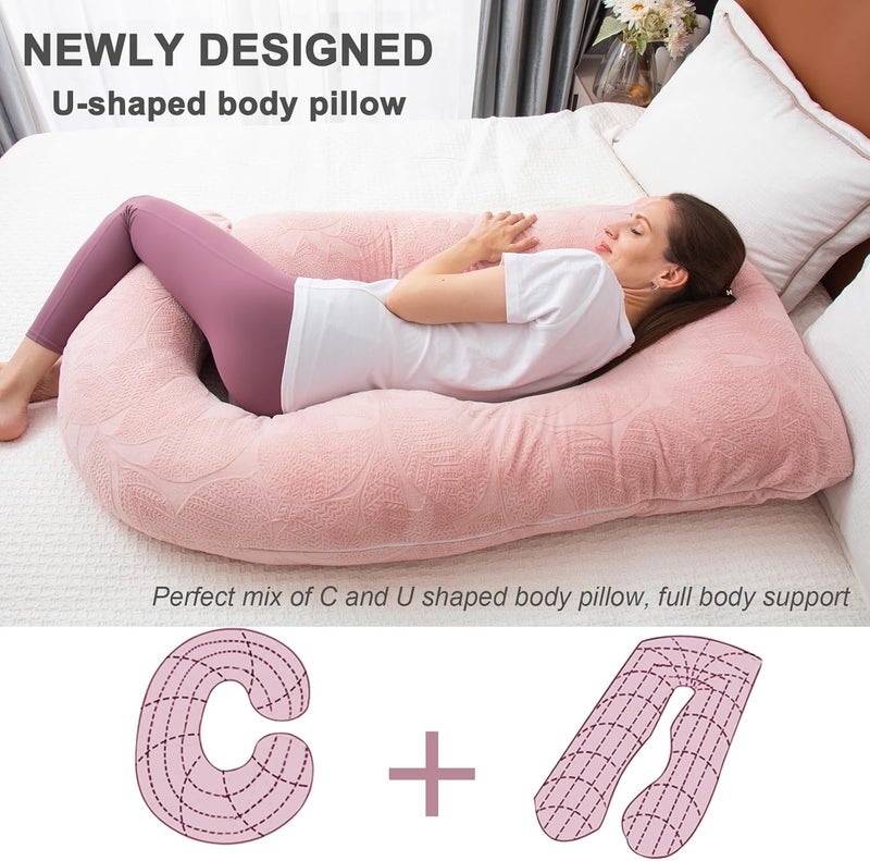 TaiBest Shredded Memory Foam Pregnancy Pillow for Sleeping, Maternity Pillow for Pregnant Women, Abdominal Support, U Shaped Full Body (Memory Foam, Pink) - Image 3