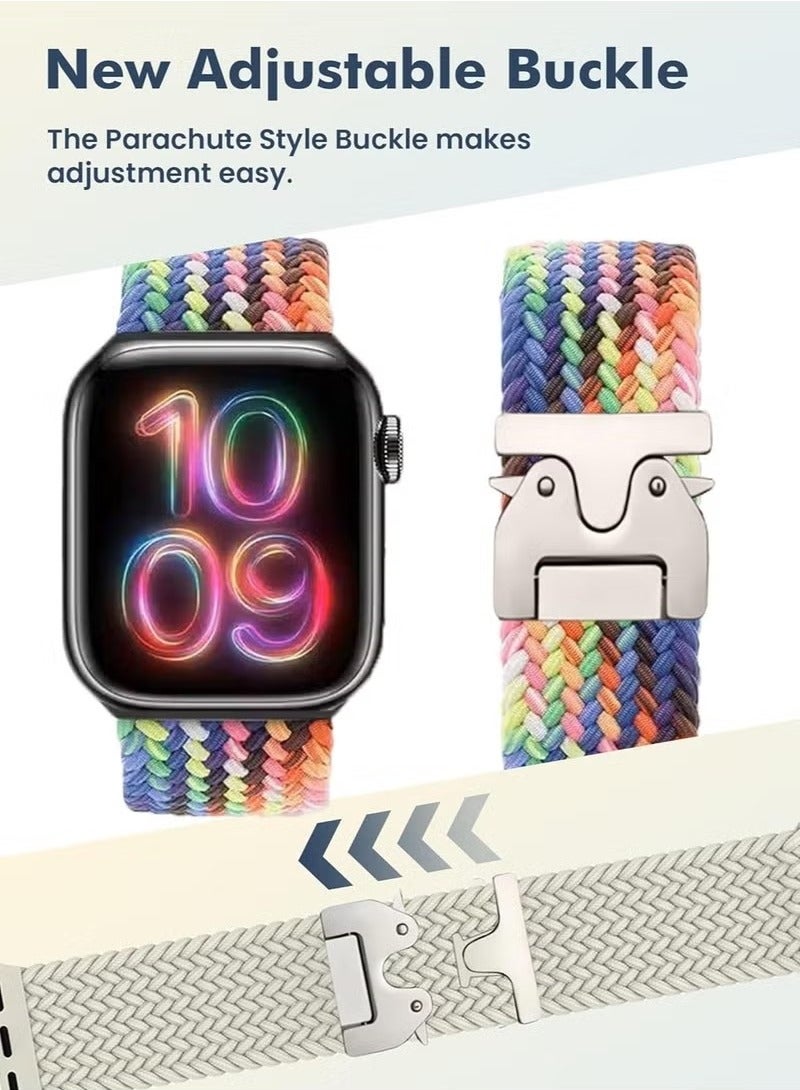 Braided Band Compatible with  Watch Ultra 1/2 49mm 46mm 45mm 44mm 42mm for Women Men Made of Breathable Polyester,Parachute Style Buckle Straps for iWatch SE Series 10 9 8 7 6 5 4 3 2 1 SE - Image 2