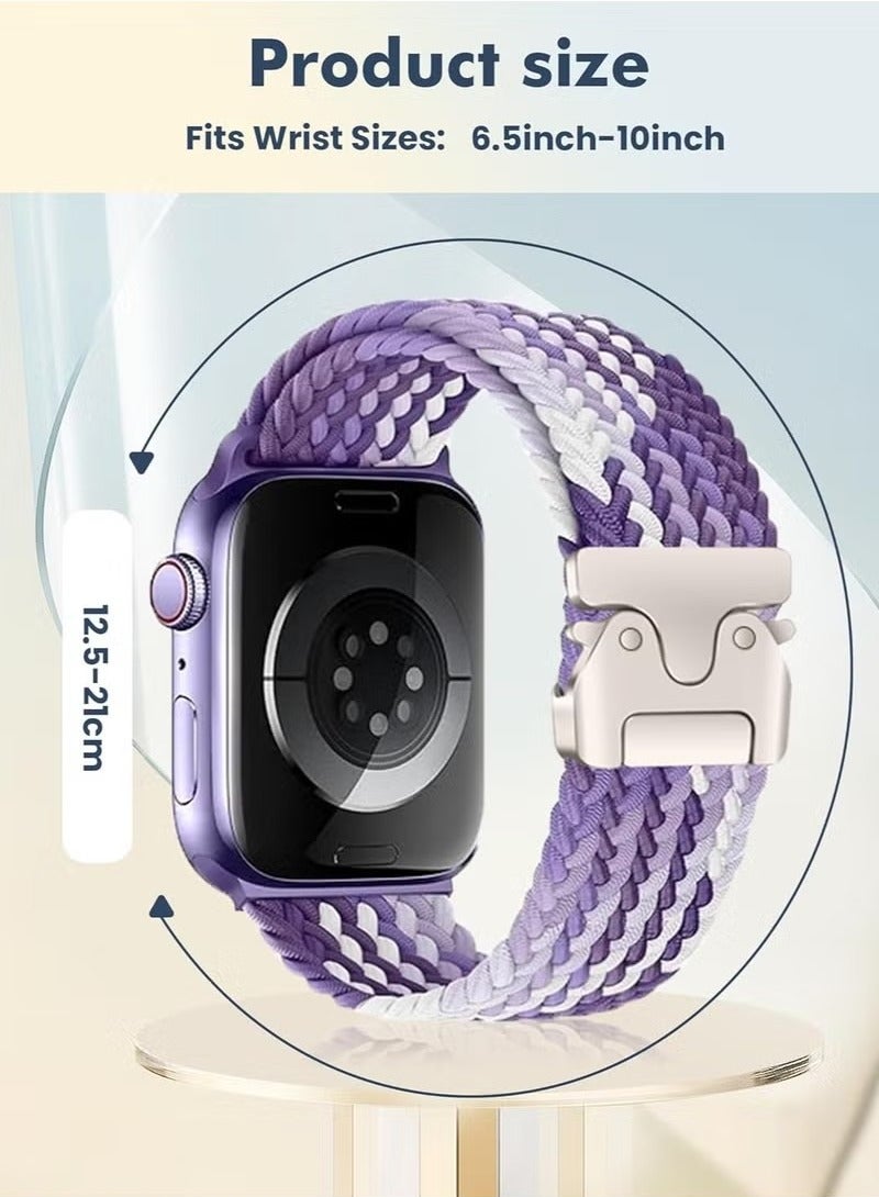 Braided Band Compatible with  Watch Ultra 1/2 49mm 46mm 45mm 44mm 42mm for Women Men Made of Breathable Polyester,Parachute Style Buckle Straps for iWatch SE Series 10 9 8 7 6 5 4 3 2 1 SE - Image 3