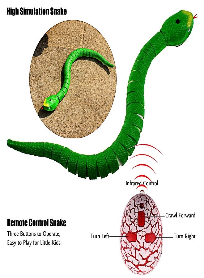 Tipmant RC Snake IR Remote Control Crawlers Fake Realistic Animals Vehicle Scary Prank Toys Kids Birthday Halloween (Green) - Image 3