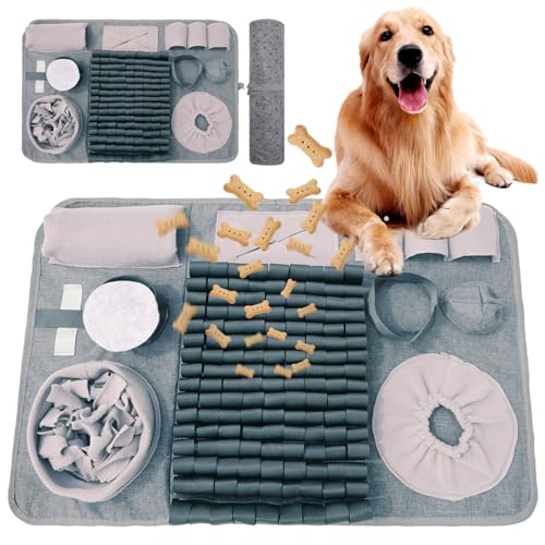 GDDGXXF Snuffle mat for Dogs Iteractive Dog Puzzle Toy Used for Training Stress Relief This sniffing mat effectively slows your dogs eating pace Suitable for indoor and outdoor use Gray 26 x 17 inches - Image 1