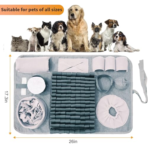 GDDGXXF Snuffle mat for Dogs Iteractive Dog Puzzle Toy Used for Training Stress Relief This sniffing mat effectively slows your dogs eating pace Suitable for indoor and outdoor use Gray 26 x 17 inches - Image 3