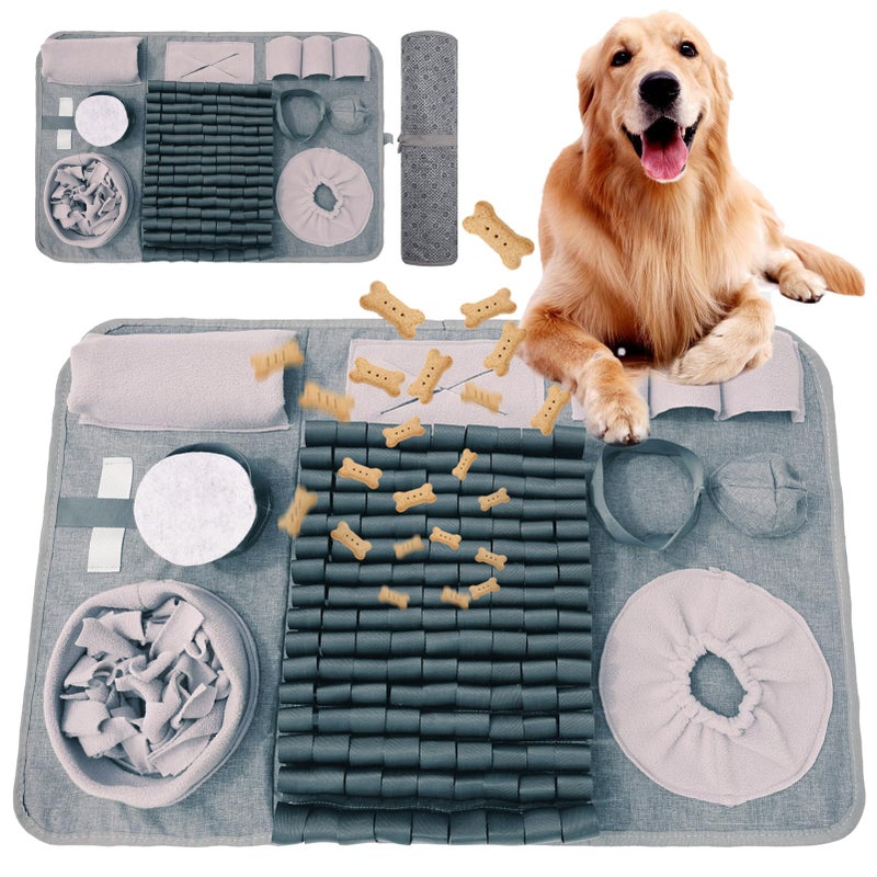 GDDGXXF Snuffle mat for Dogs Iteractive Dog Puzzle Toy Used for Training Stress Relief This sniffing mat effectively slows your dogs eating pace Suitable for indoor and outdoor use Gray 26 x 17 inches - Image 2