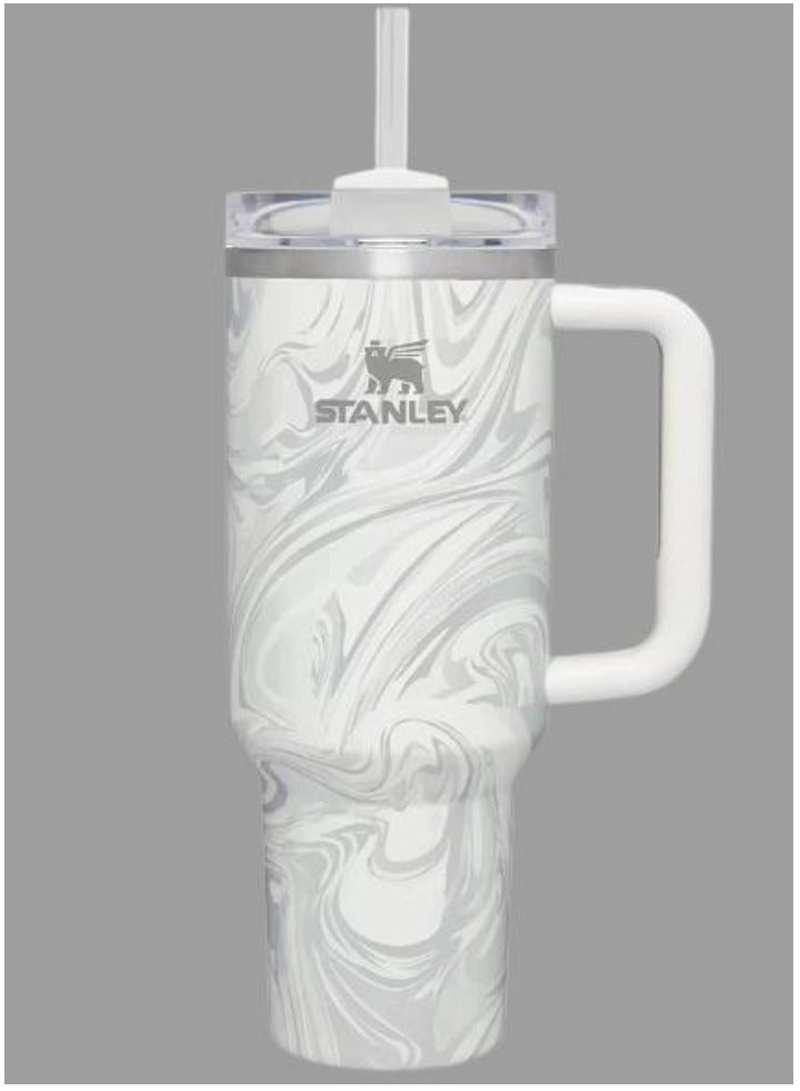 Stanley H2.0 FlowState 40oz Vacuum Insulated Tumbler – Rose Quartz Swirl Travel Mug with Reusable Lid and Straw for Water, Coffee, Smoothies, and Iced Tea – Durable, Stylish, and Leakproof - Image 1