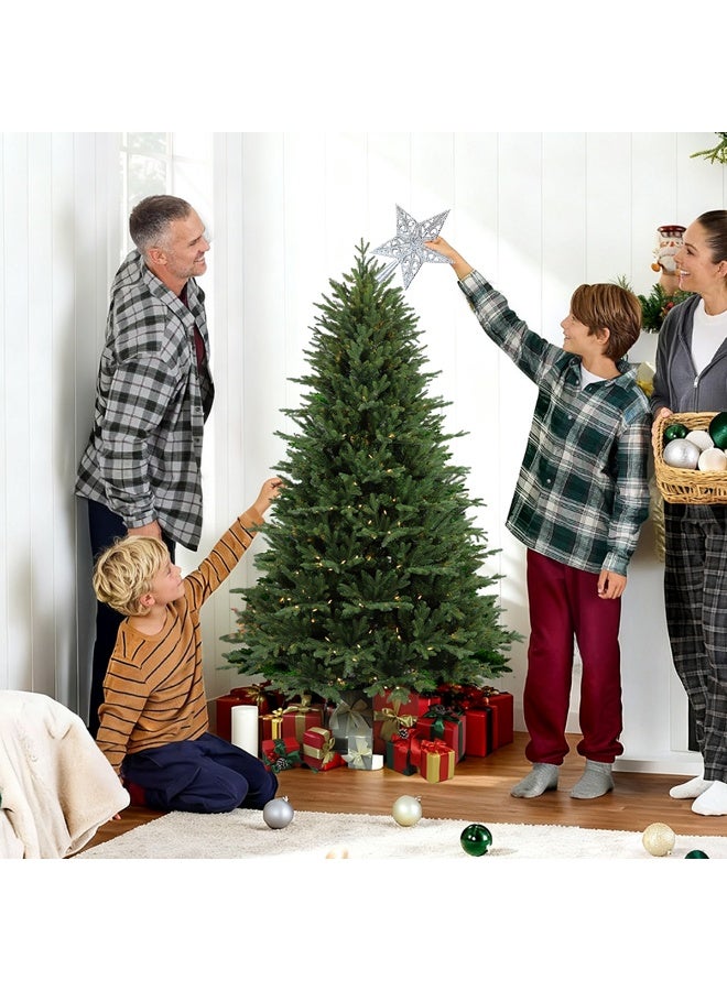 VUCATIN Artificial Christmas Tree with String Light, Foldable Metal Stand, Easy Assembly Hinged Artificial Tree for Home Decoration, Party, Office Glowing Christmas Tree - Image 3