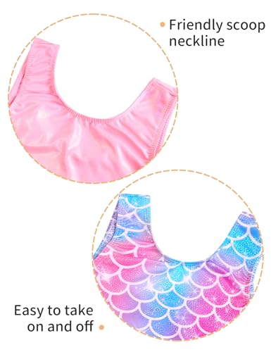 Nokecina Girls Gymnastics Leotards 2 Packs Size 6-7 Years Old Pink Purple Stretchy Kids Biketards - Image 3