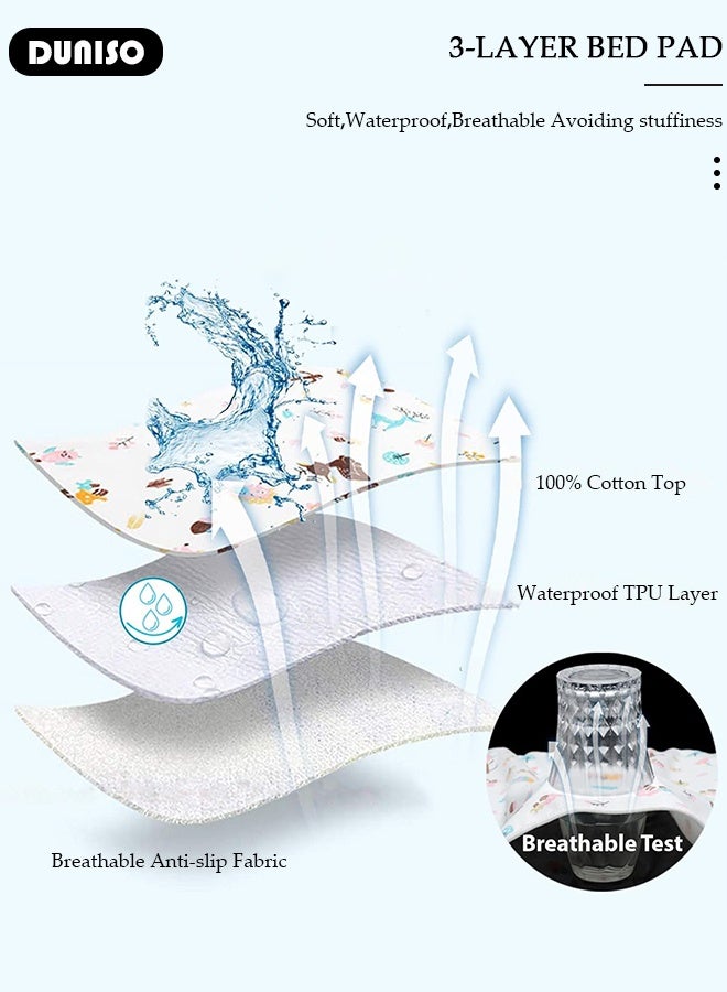 DUNISO Baby Waterproof Bed Pad Bed Wetting Pads Washable Mattress Protector Pads for Baby Reusable Incontinence Underpads Toddler Potty Training Pads Baby Waterproof Pad Mat 80*100cm  - Image 5