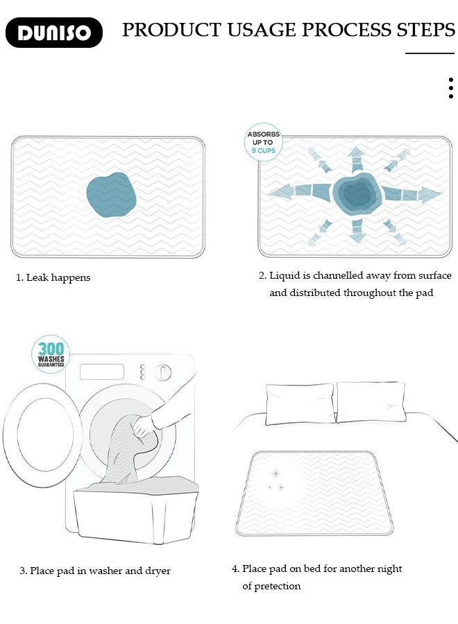 DUNISO Baby Waterproof Bed Pad Bed Wetting Pads Washable Mattress Protector Pads for Baby Reusable Incontinence Underpads Toddler Potty Training Pads Baby Waterproof Pad Mat 80*100cm  - Image 2