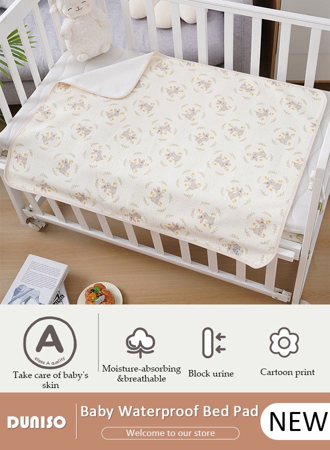 DUNISO Baby Waterproof Bed Pad Bed Wetting Pads Washable Mattress Protector Pads for Baby Reusable Incontinence Underpads Toddler Potty Training Pads Baby Waterproof Pad Mat 80*100cm  - Image 1
