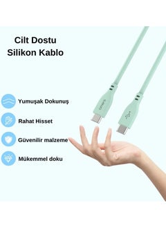 omars Type-C To Type-C Silicon Pd Fast Charging Cable Green  - Image 3