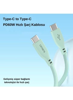 omars Type-C To Type-C Silicon Pd Fast Charging Cable Green  - Image 2