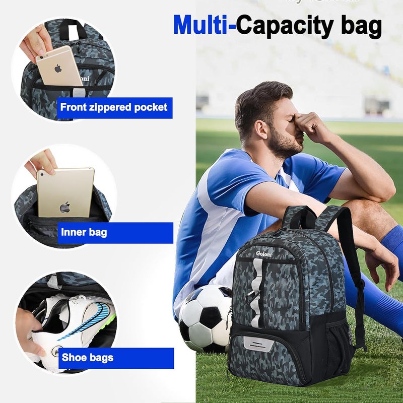 Goloni |Basketball Soccer Backpack Bag - Soccer Backpack & Bags for Basketball, Volleyball & Football Sports, Includes Separate Cleat Shoe and Ball Compartment, fit to & Adult - Image 2