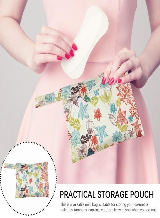 UPIQNG Sanitary Napkin Storage Bag Menstrual Pads Holder Portable Mini Storage Pouch with Zipper for Women Girls (Flowers) - Image 4