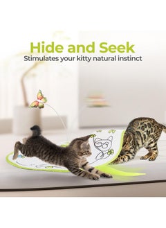all for paws ALL FOR PAWS 2 in 1 Cat Toys Hide-N-Seek Cat Wand Toy Automatic Kitten Flutter Toy with Butterfly Spinner, Cat Moving Feather Toy for Indoor Cats  - Image 2