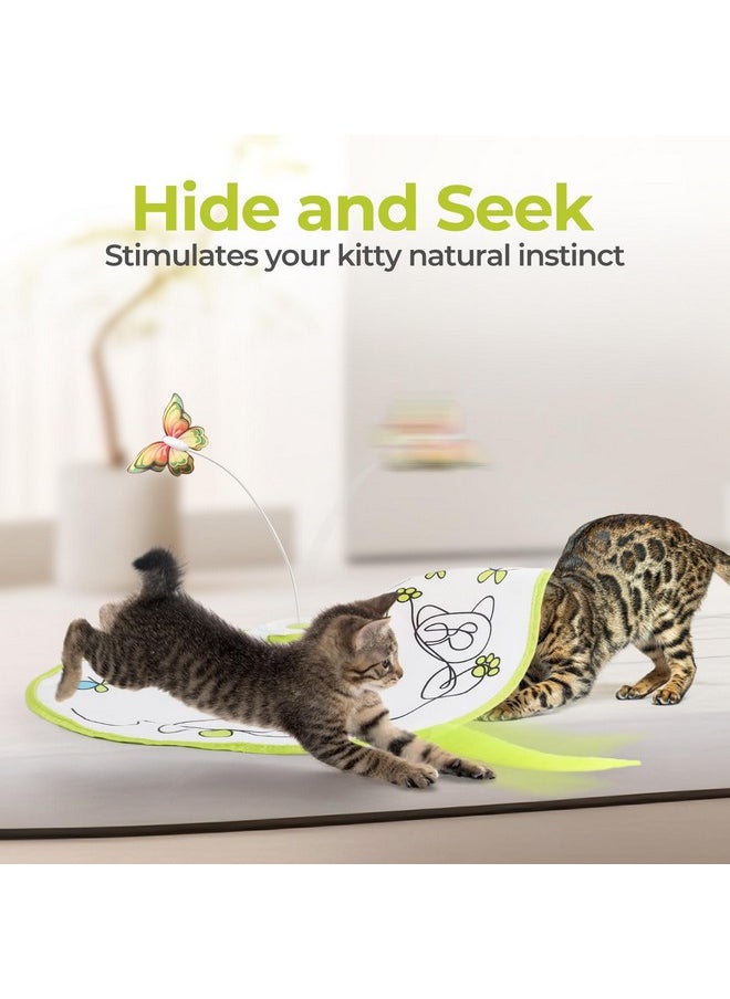 all for paws ALL FOR PAWS 2 in 1 Cat Toys Hide-N-Seek Cat Wand Toy Automatic Kitten Flutter Toy with Butterfly Spinner, Cat Moving Feather Toy for Indoor Cats  - Image 2