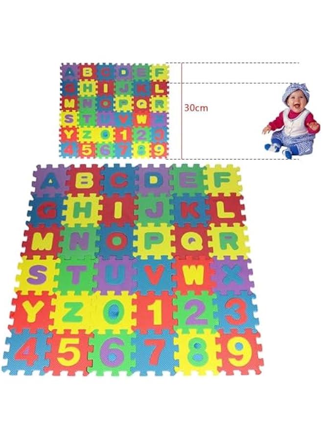 Kids Foam Puzzle Mat,EVA Floor Tiles with Alphabet and Numbers,(36 Set) 5x5cm Interlocking Alphabet and Numbers Floor Puzzle Colorful Tiles,Reusable,Easy to Clean(Combined Size 11.811.8) - Image 4