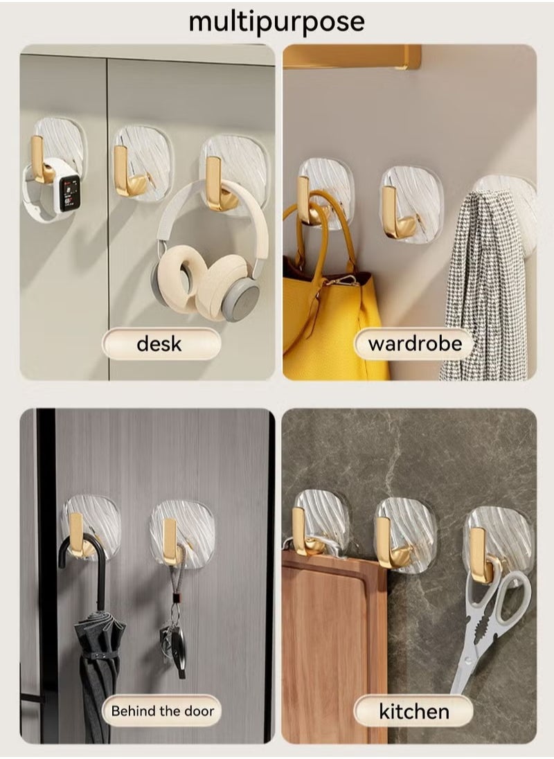 MIXDE 8 Pcs Multipurpose Acrylic Wall Storage Hook Decorative Gold Hook Strong Adhesive Wall Hooks  - Image 3