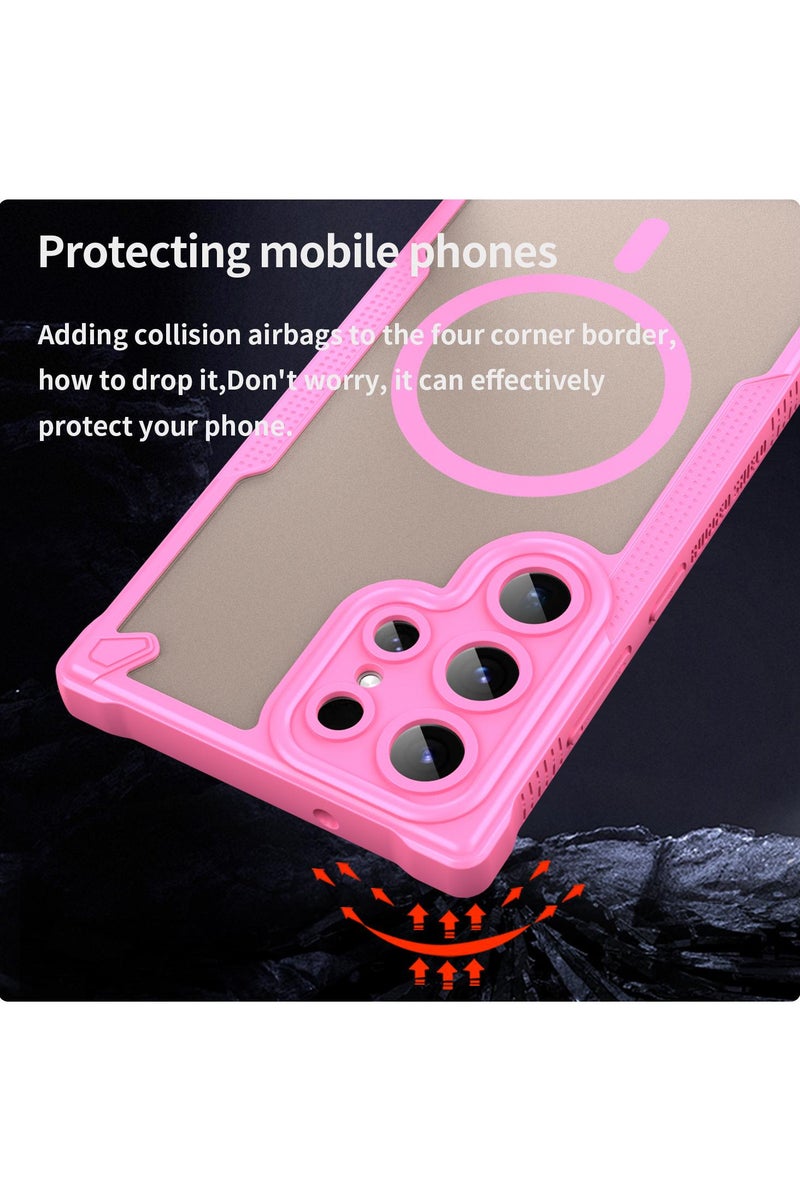 Cover For Samsung Galaxy S23 Ultra Armor Glaze MagSafe Magnetic Phone Case Raised edges around the screen and camera lens help prevent scratches - Pink - Image 3