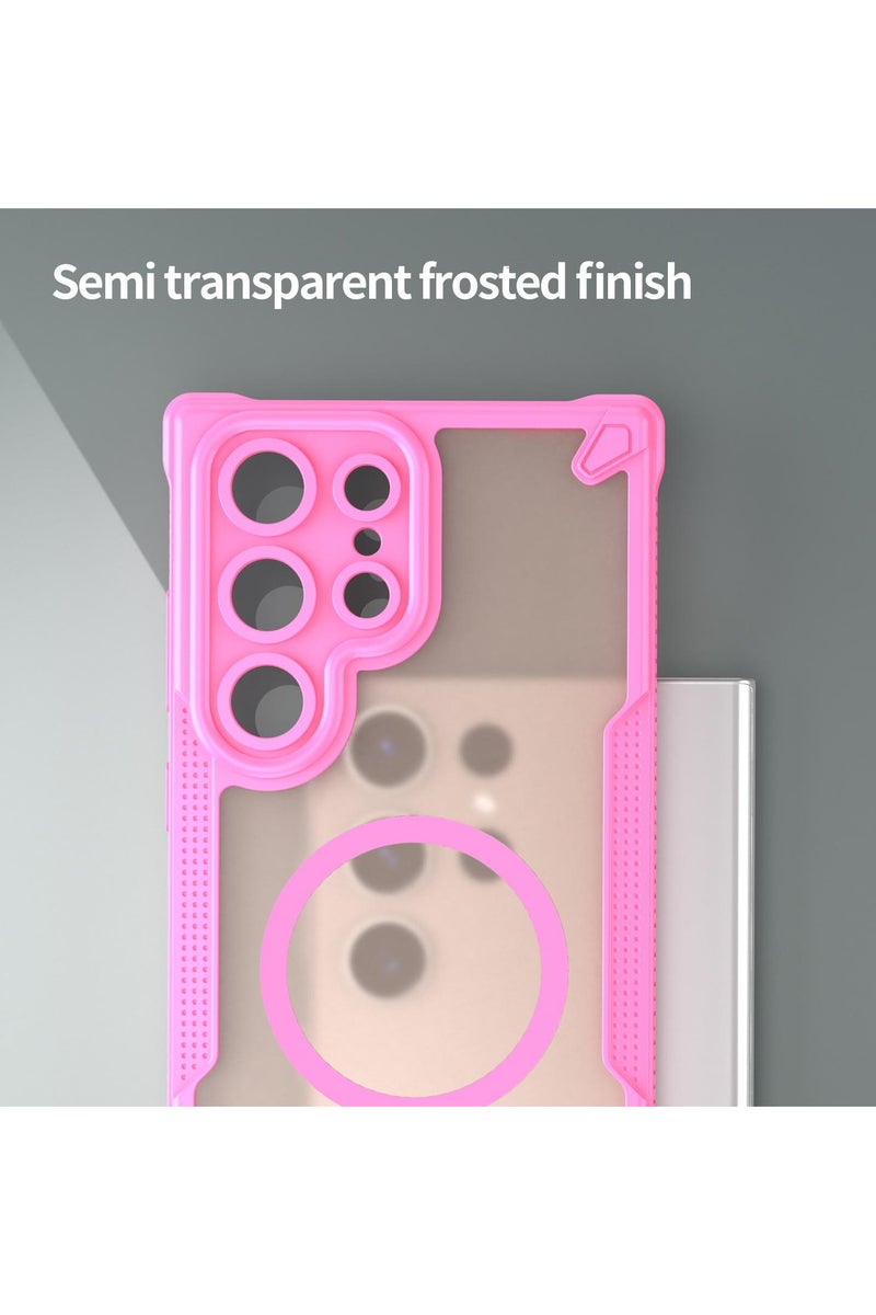 Cover For Samsung Galaxy S23 Ultra Armor Glaze MagSafe Magnetic Phone Case Raised edges around the screen and camera lens help prevent scratches - Pink - Image 4