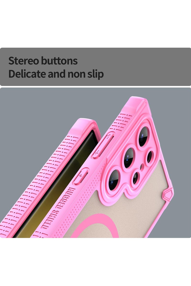 Cover For Samsung Galaxy S23 Ultra Armor Glaze MagSafe Magnetic Phone Case Raised edges around the screen and camera lens help prevent scratches - Pink - Image 5