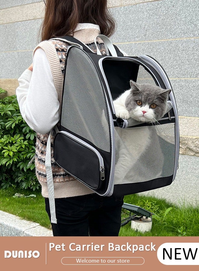 DUNISO Cat Backpack, Pet Carrier Backpack for Small Medium Dogs Cats, Pet Carrier Hiking Backpack with Ventilated Mesh, Pet Backpack with Safety Tether, Airline Approved, Designed for Travel, Hiking, Walking & Outdoor Use - Image 1