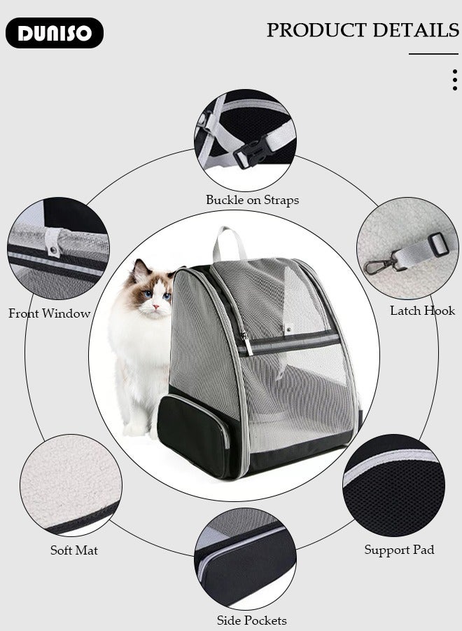 DUNISO Cat Backpack, Pet Carrier Backpack for Small Medium Dogs Cats, Pet Carrier Hiking Backpack with Ventilated Mesh, Pet Backpack with Safety Tether, Airline Approved, Designed for Travel, Hiking, Walking & Outdoor Use - Image 2