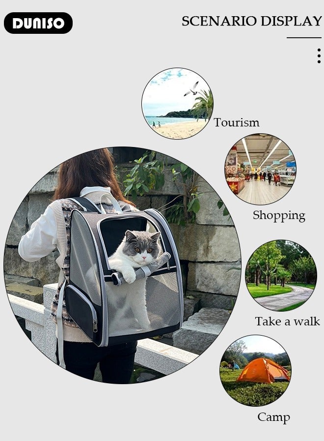 DUNISO Cat Backpack, Pet Carrier Backpack for Small Medium Dogs Cats, Pet Carrier Hiking Backpack with Ventilated Mesh, Pet Backpack with Safety Tether, Airline Approved, Designed for Travel, Hiking, Walking & Outdoor Use - Image 3
