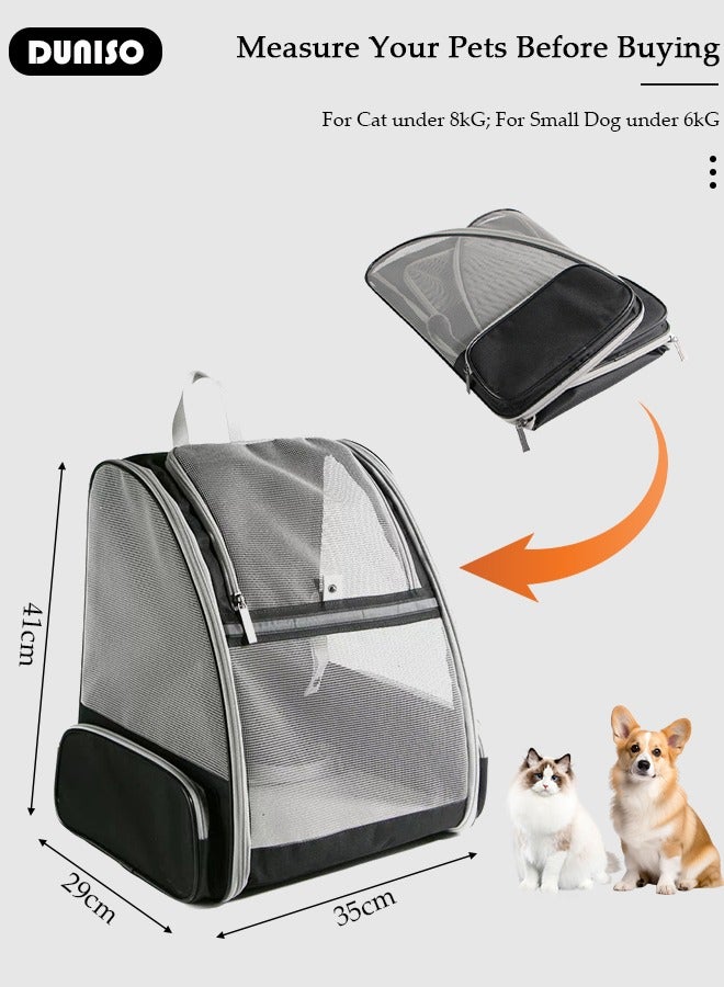 DUNISO Cat Backpack, Pet Carrier Backpack for Small Medium Dogs Cats, Pet Carrier Hiking Backpack with Ventilated Mesh, Pet Backpack with Safety Tether, Airline Approved, Designed for Travel, Hiking, Walking & Outdoor Use - Image 4