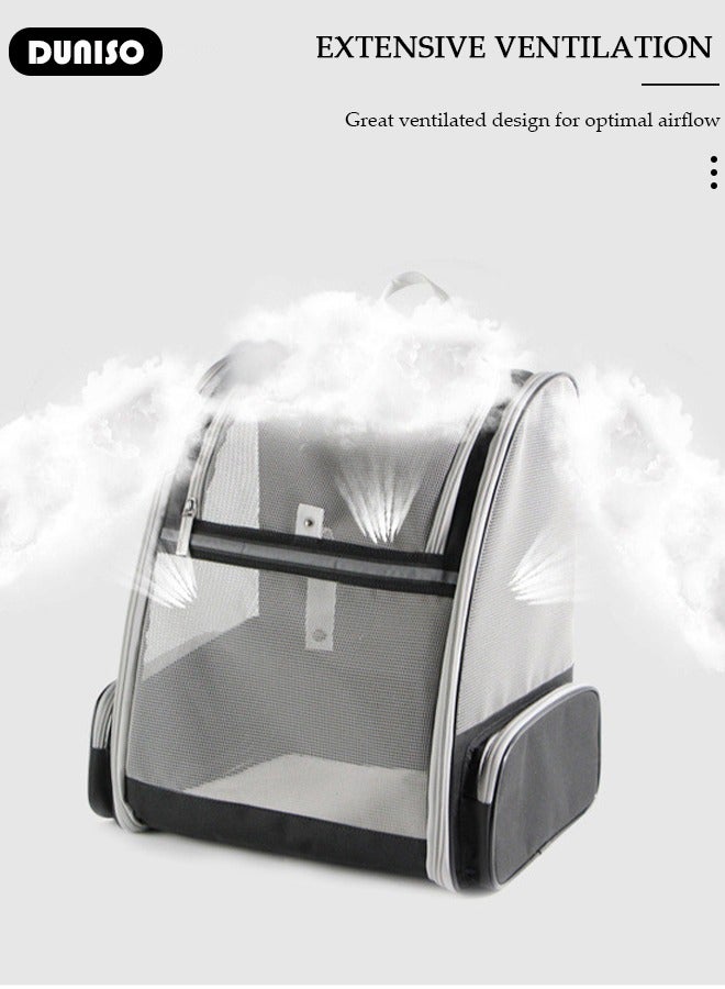 DUNISO Cat Backpack, Pet Carrier Backpack for Small Medium Dogs Cats, Pet Carrier Hiking Backpack with Ventilated Mesh, Pet Backpack with Safety Tether, Airline Approved, Designed for Travel, Hiking, Walking & Outdoor Use - Image 5