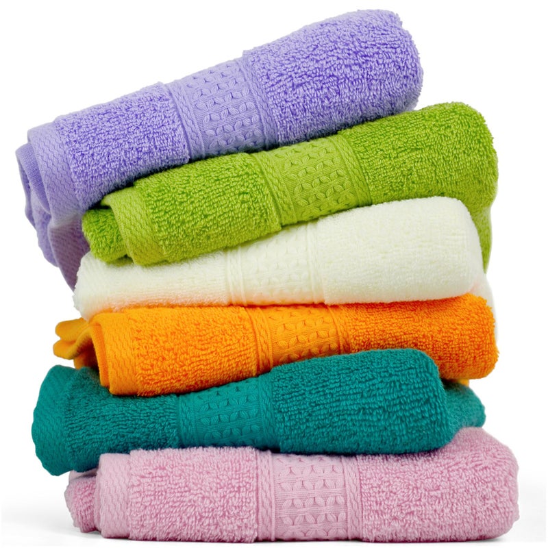Cleanbear 6 Pack Hand Towels for Bathroom, 100% Cotton Absorbent Face Towels with 6 Assorted Colors for Shower, Kitchen, College Dorm Use, 13" x 29", Multi-Color Towels - Image 1