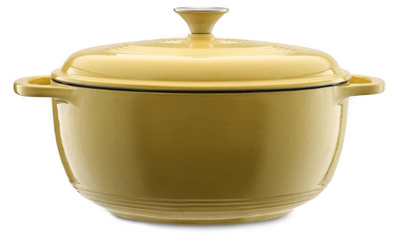 Mercer Culinary Enameled Cast Iron Round Dutch Oven 6 qt Canary