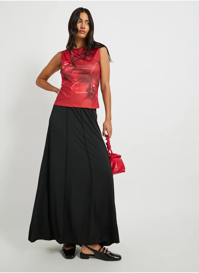 ستايلي Solid High Rise A-Line Maxi Skirt