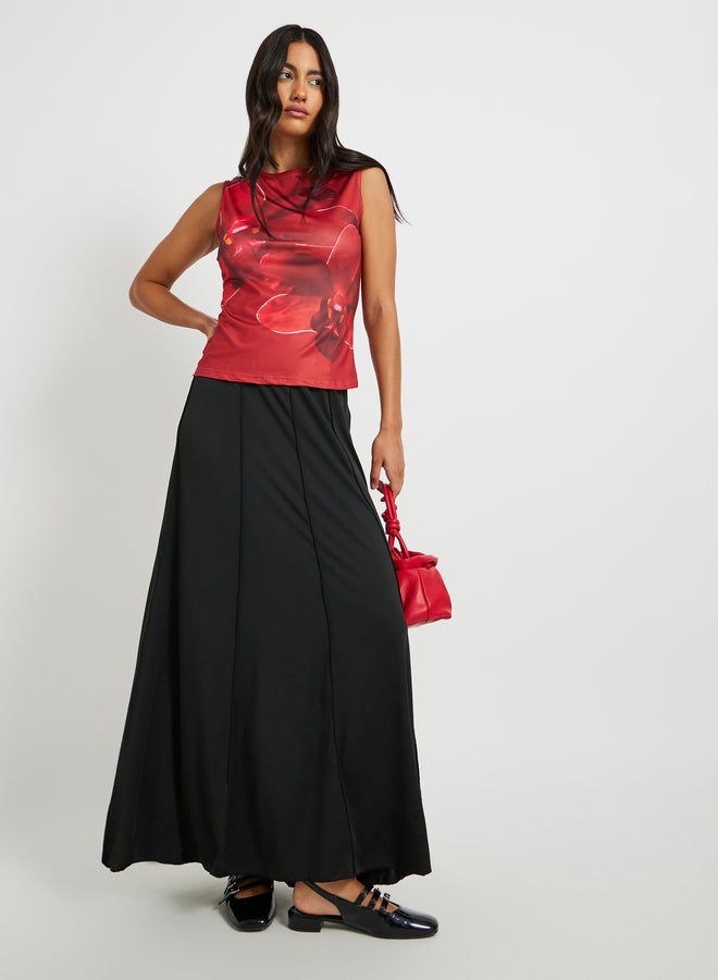 Take Two Solid High Rise A-Line Maxi Skirt  - Image 1