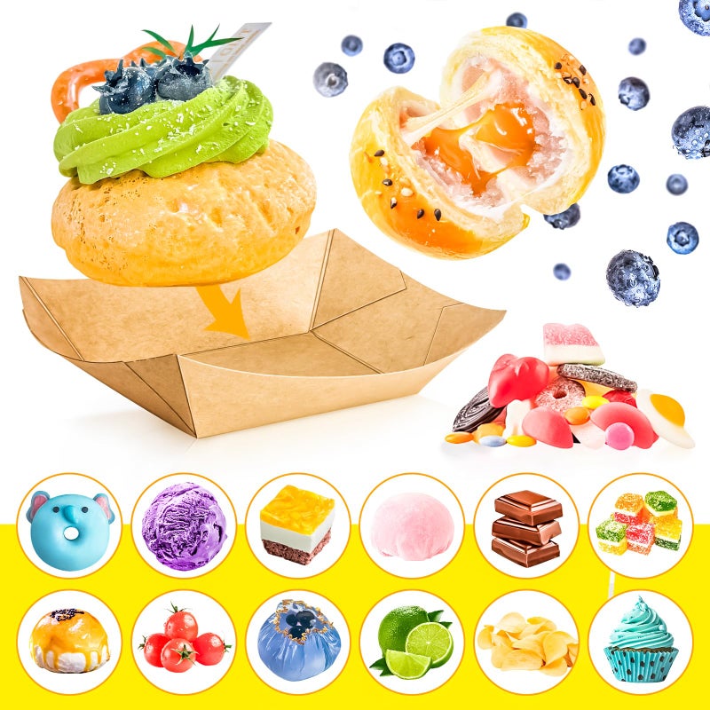 MotBach 80 Pack 1/2Lb Paper Food Boat Trays Disposable Small Paper Boats Plates Containers, 0.5Lb Mini Kraft Food Serving Boat Tray Bowl for Snack Dessert Popcorn Sauce BBQ Fries Taco Nacho - Image 5