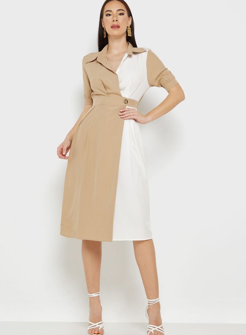 ايلا فستان لف نمط كتل الألوان - Image 4