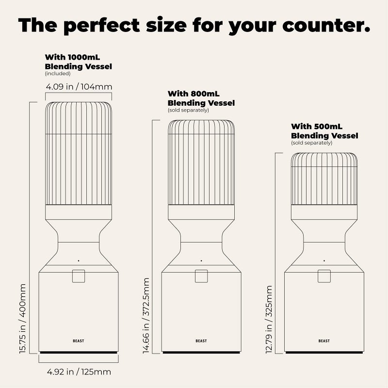 Beast 1000mL Blending Vessel + Storage Lid | Compatible with 1000W Beast Blender | Blend Smoothies and Shakes (Carbon Black) - Image 2