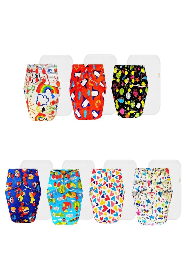 Dumbledo Premium Cloth Diaper with Cotton Insert (Pack of 7) | Soft & Gentle | Breathable | Travel Friendly | Everyday Diapering Essential | 3 Months - 3 Years | Unisex Baby - Image 1