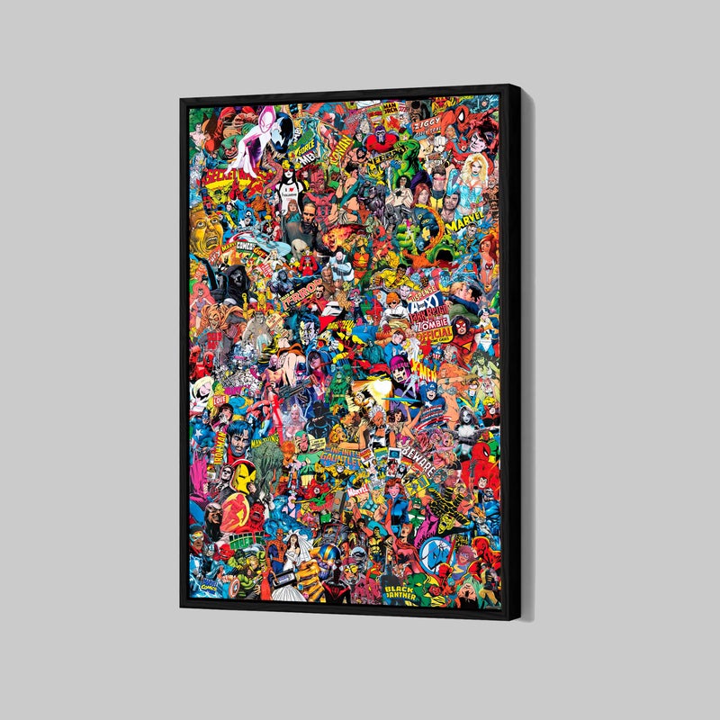 TNESSENTIAL Marvel Comics Characters Poster Superheroes Framed Canvas Print Comics Wall Art Print Artwork Home Decor FF1, Birthday Gift - Image 1