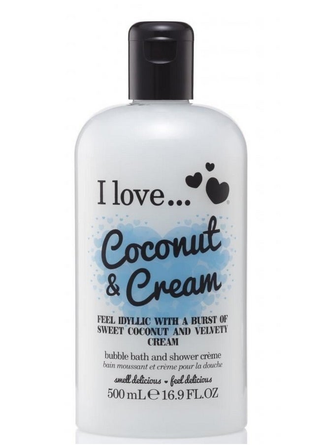 i love love - I Love Coconut And Cream Bath And Shower Cream Hydrating Body Wash And Bubble Bath With Natural Fruit Extracts And Provitamin B516.9 Oz - Image 1