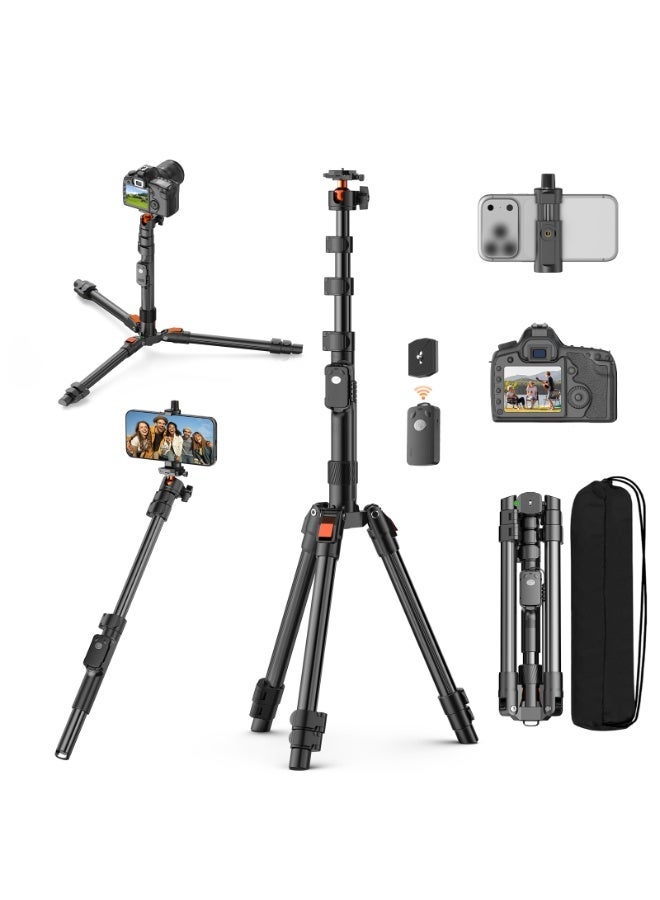 TONEOF 191cm Camera Tripod Stand with Adjustable Ball Head, with 10m Remote Control and Cell Phone Clamp, Removable Tripod Base, Multifunctional Camera Tripod and Monopod for Camera, Smartphone, Projector and Ring Light - Image 2