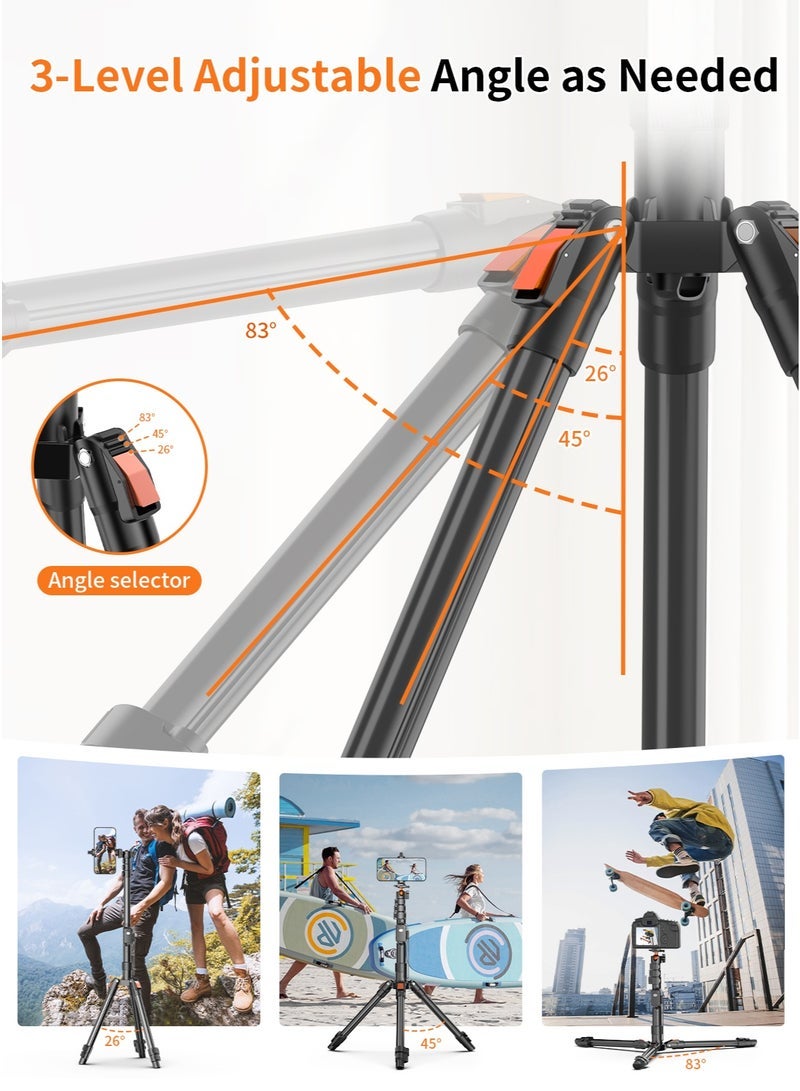 TONEOF 191cm Camera Tripod Stand with Adjustable Ball Head, with 10m Remote Control and Cell Phone Clamp, Removable Tripod Base, Multifunctional Camera Tripod and Monopod for Camera, Smartphone, Projector and Ring Light - Image 3
