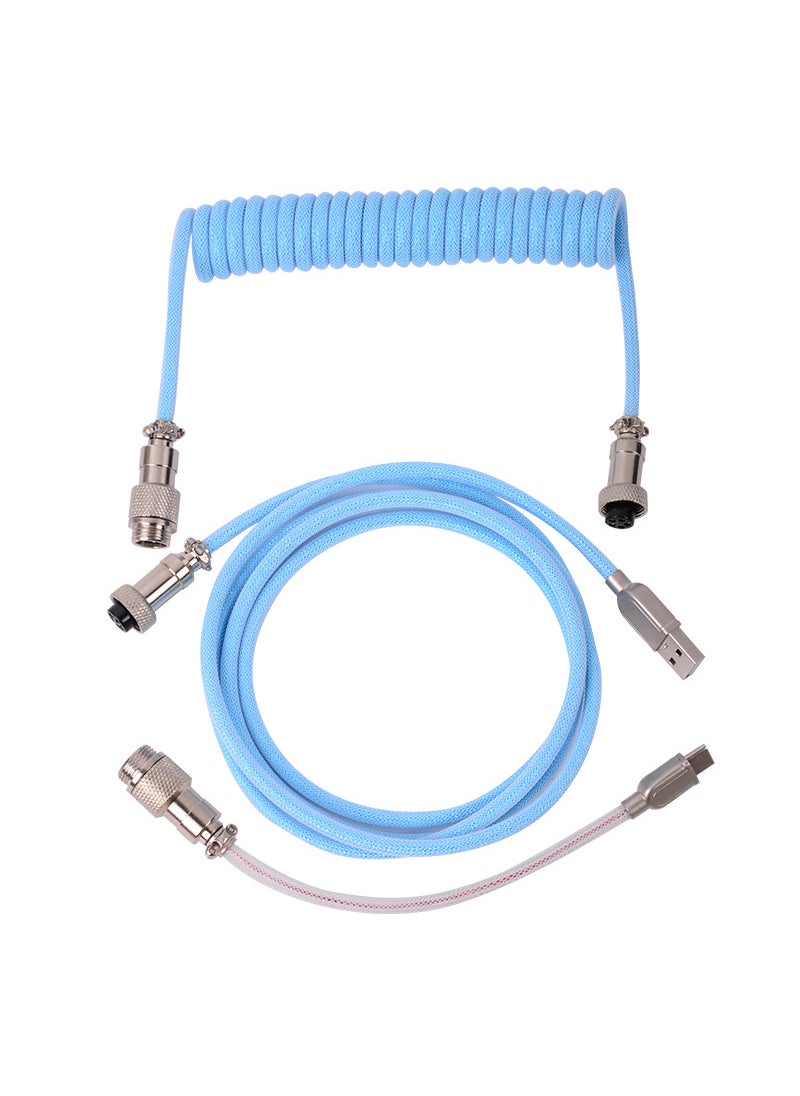 Generic RGB Gaming Mechanical Keyboard with Colorful Spring Cable Sky Blue 