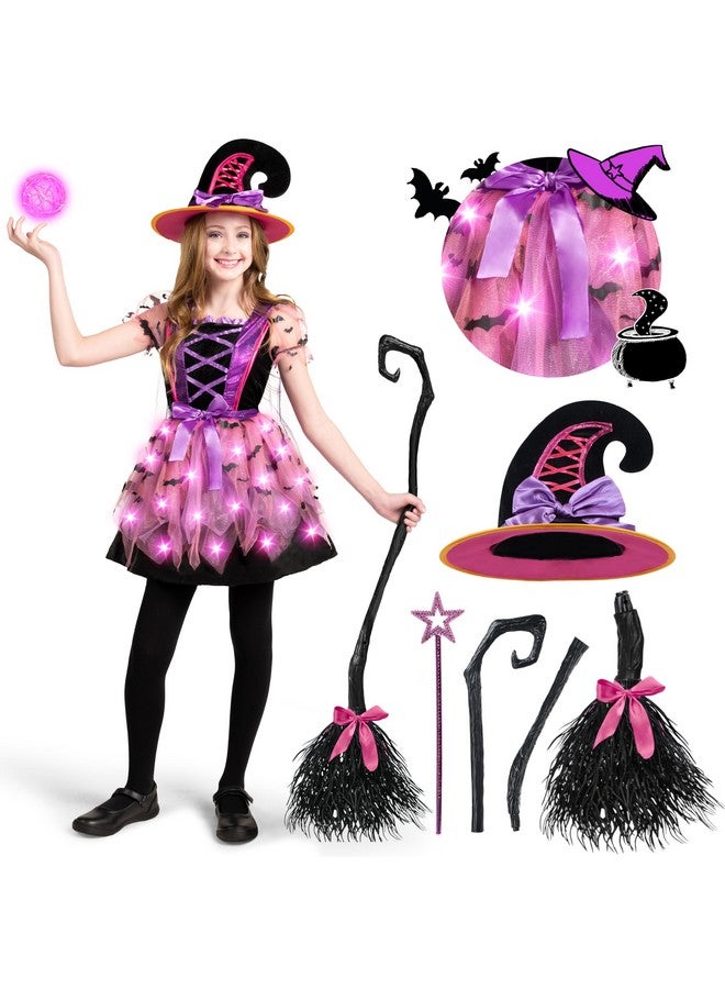 Spooktacular Creations Spooktacular Creations Girls Light Up Witch Costume, Kids Witch Costume with Hat and Broom for Toddler Halloween Dress Up Parties (Toddler (3-4yr))  - Image 2