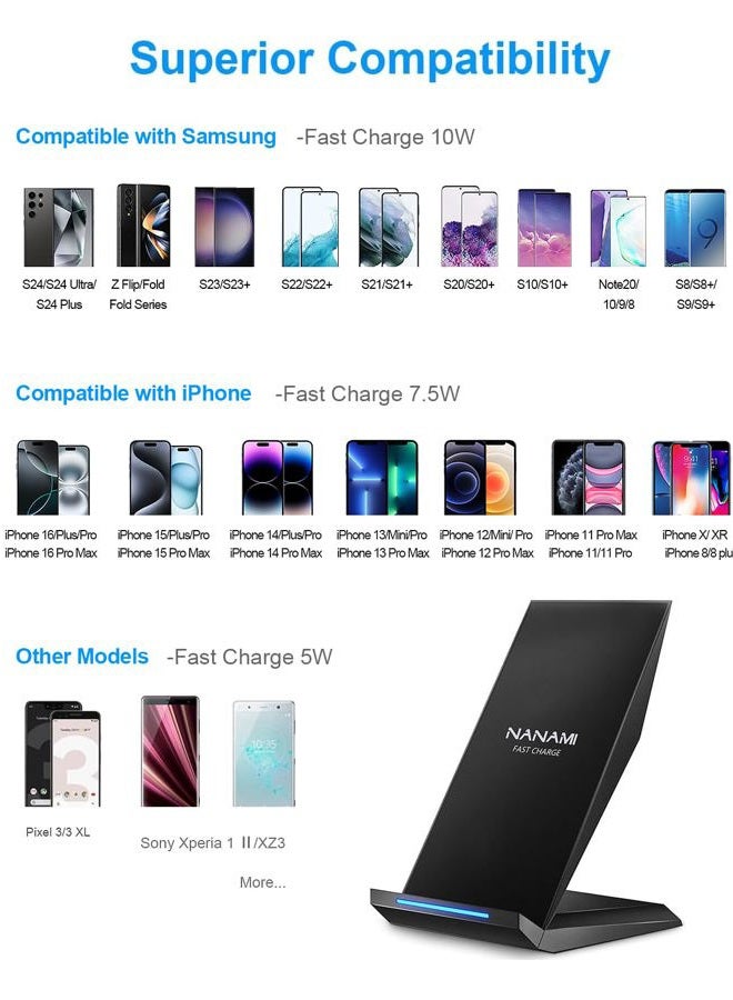 NANAMI  30W Max Wireless Charger,Qi Certified Fast Charging Stand With USB-A Port Compatible iPhone 16/15/14/13/12/11,Phone Charger for Samsung Galaxy S25/S24/S23/S22/S21(with PD Adapter Phone Charger) - Image 2
