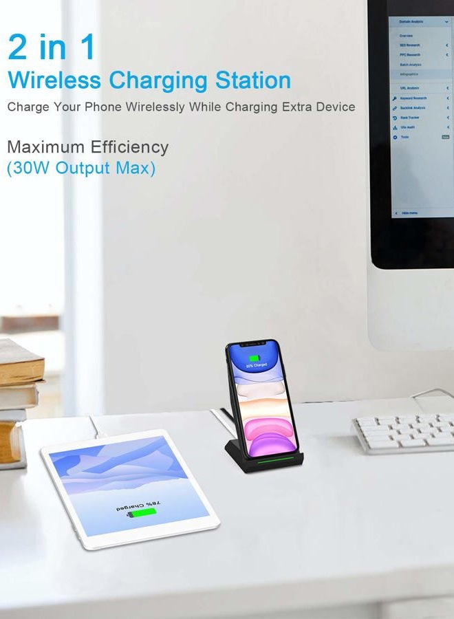 NANAMI  30W Max Wireless Charger,Qi Certified Fast Charging Stand With USB-A Port Compatible iPhone 16/15/14/13/12/11,Phone Charger for Samsung Galaxy S25/S24/S23/S22/S21(with PD Adapter Phone Charger) - Image 4