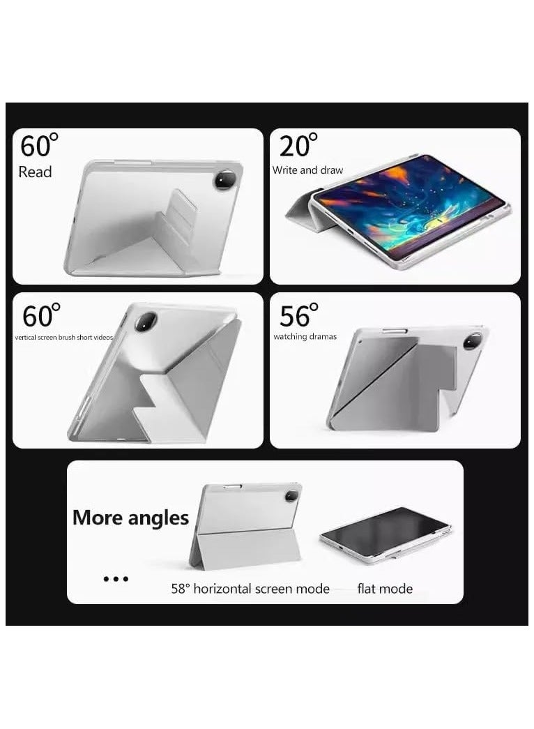 Case Compatible with Honor MagicPad 2 12.3 Inch 2024 Ultra thin Y Folding Leather Case with Pencil Holder Transparent Acrylic Back Shell Protective Cover - Image 2