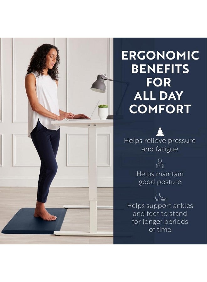 KANGAROO حصائر كنجارو السميكة المريحة المضادة للإرهاق لارضيات المطبخ، حصائر مكتبية مبطنة للوقوف، سطح مقاوم للماء والخدوش، سجاد مريح طوال اليوم، 20x32، أزرق داكن - Image 3