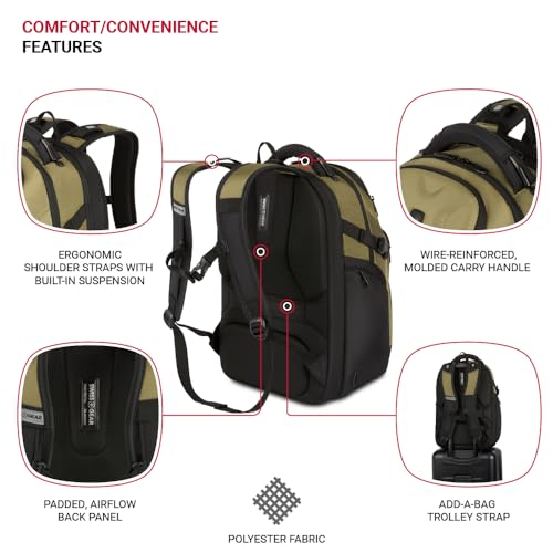 SwissGear Endure ScanSmart Laptop Backpack TSA Approved Tech Backpack Fits Most 17 Laptop Multiple Organizer Pockets Olive - Image 3