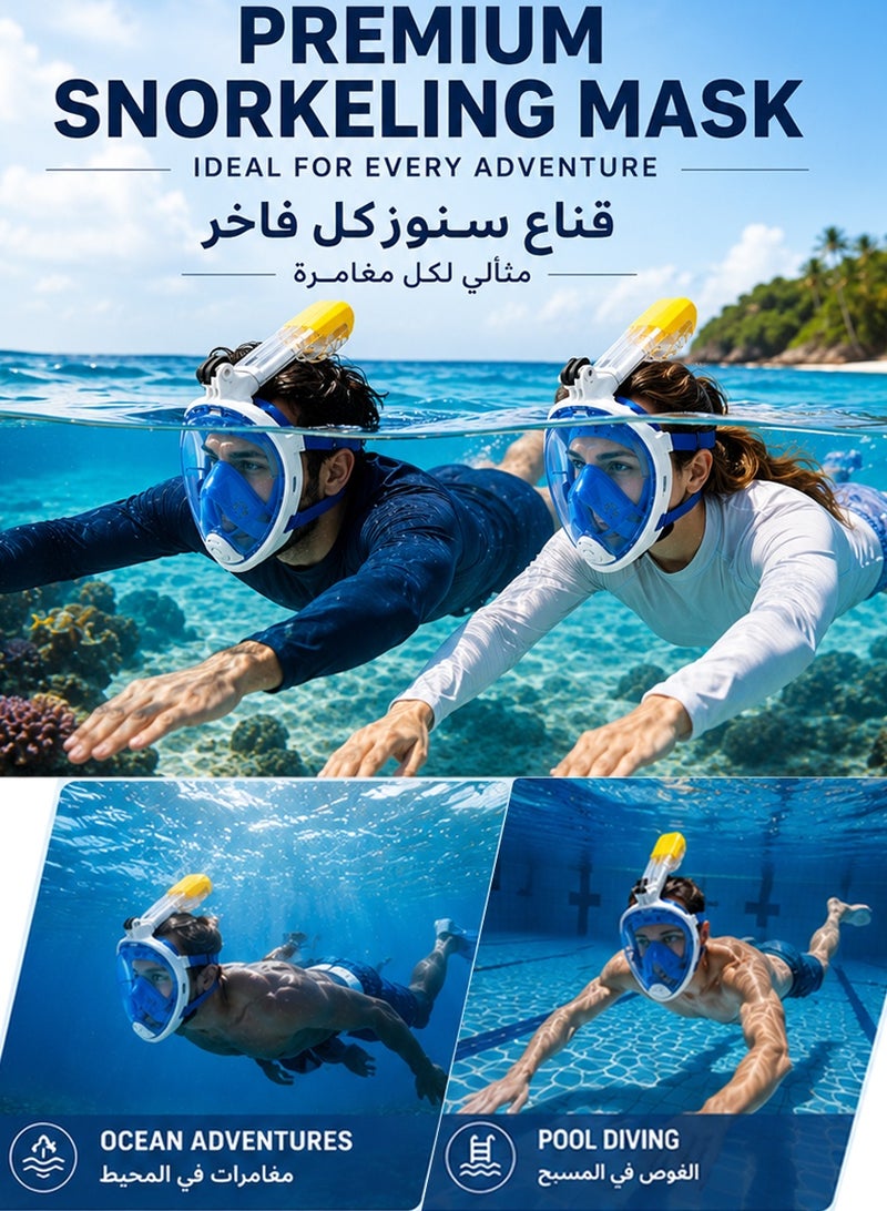 QUTOOB Full Face Snorkel Mask | Anti Fog & 180° Panoramic Wide View | Dry Top Diving Mask for Swimming, Snorkeling & Underwater Exploration | Breathing Snorkeling Mask - Image 3